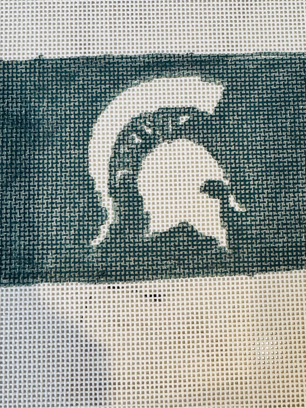 Michigan State Needlepoint Canvas 13 mesh 6.25” x3.75” Purse Ornament